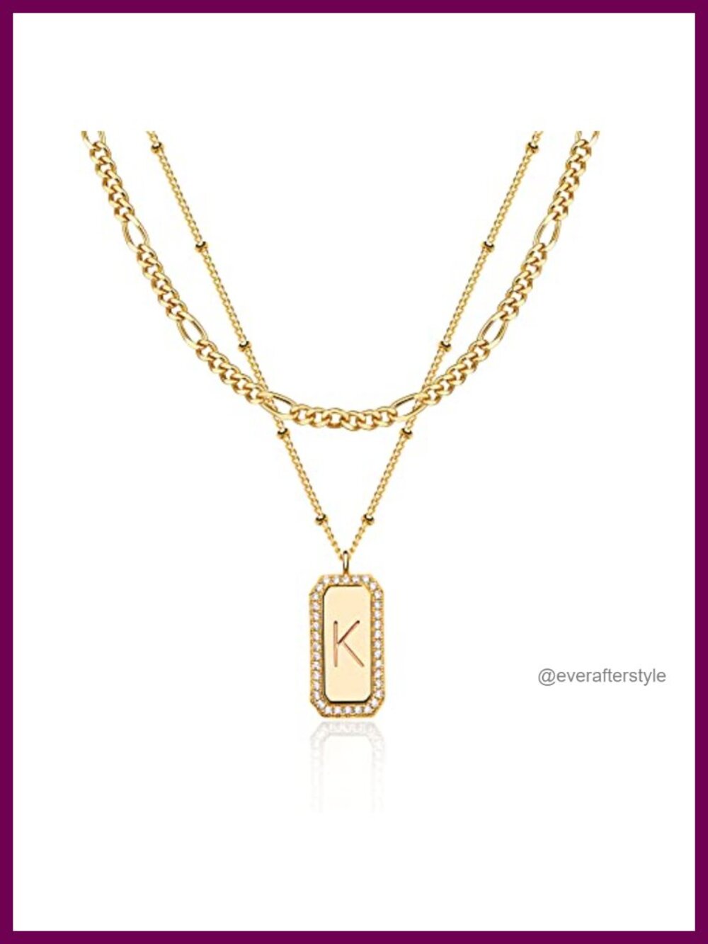 14K Gold Plated Layered Initial Choker Necklace Set